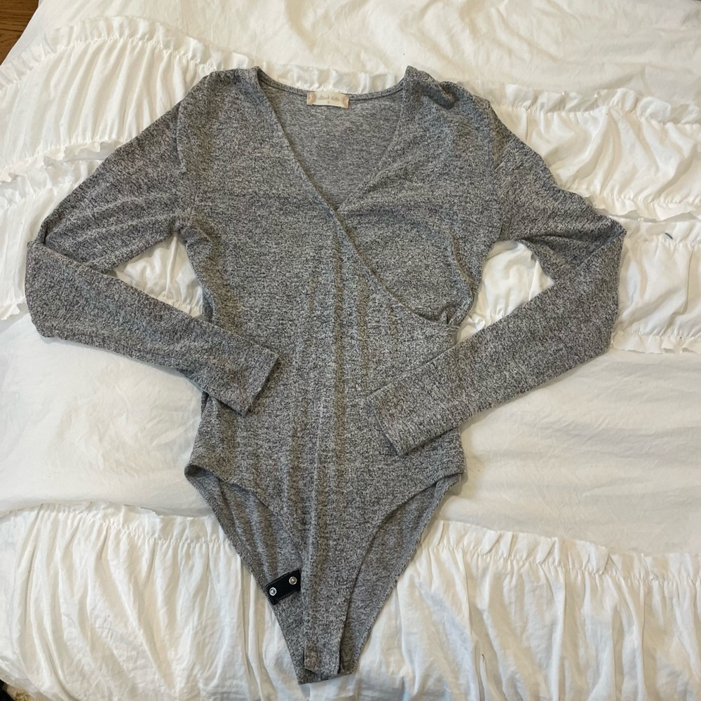 Altar’D State Gray Long Sleeve Bodysuit